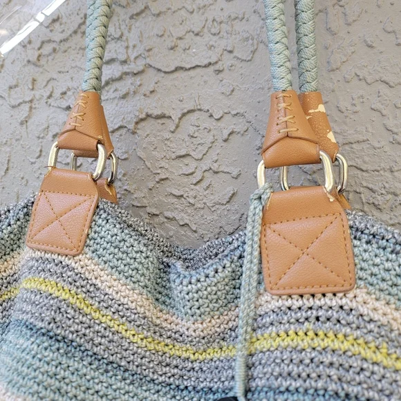 The Sak Crochet Striped Tote Bag with Braided Handles Coastal Boho Style - Picture 3 of 16